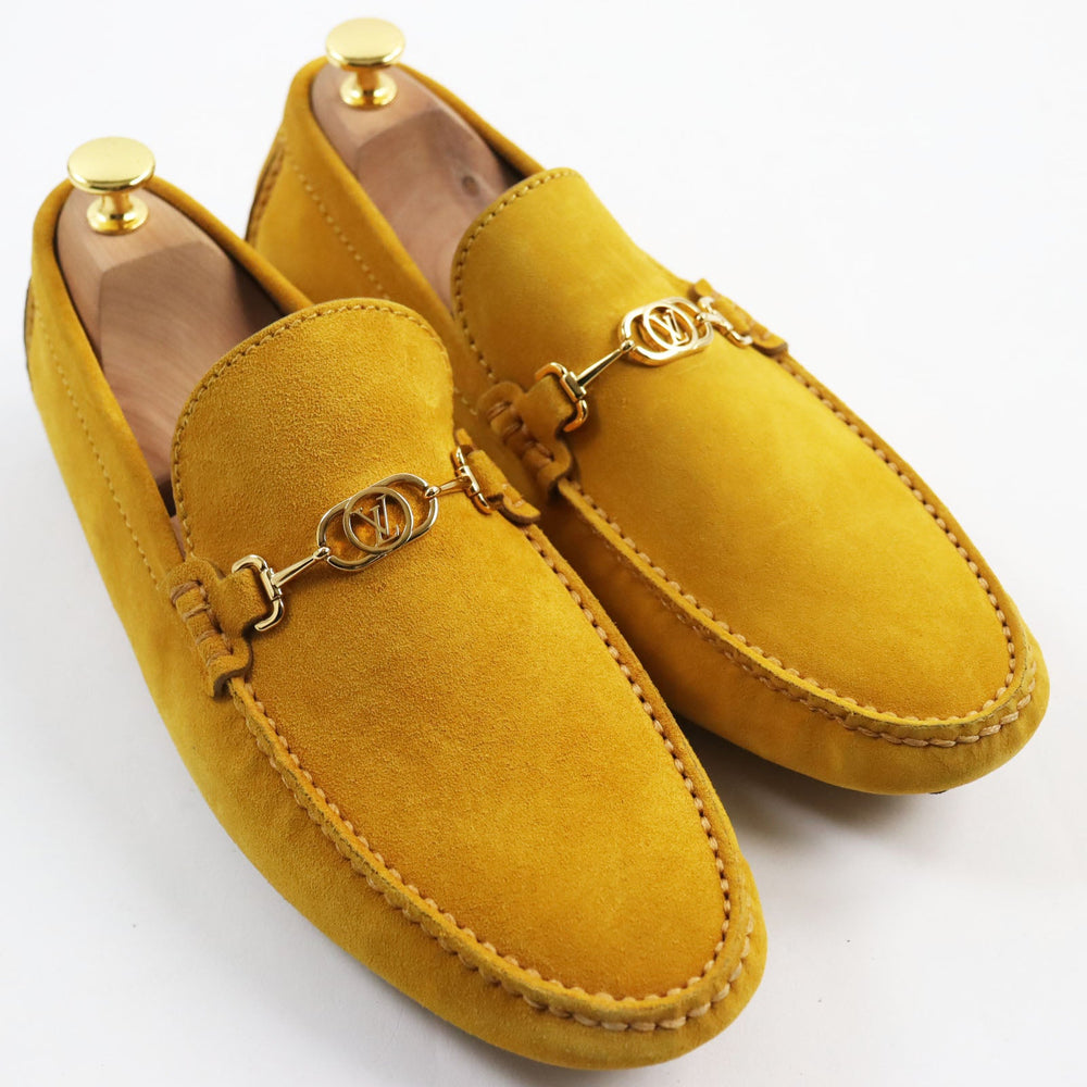 LOUIS VUITTON loafers Main: Suede yellow Driving shoes Porto Vecchio Line mens 6 Used Authentic