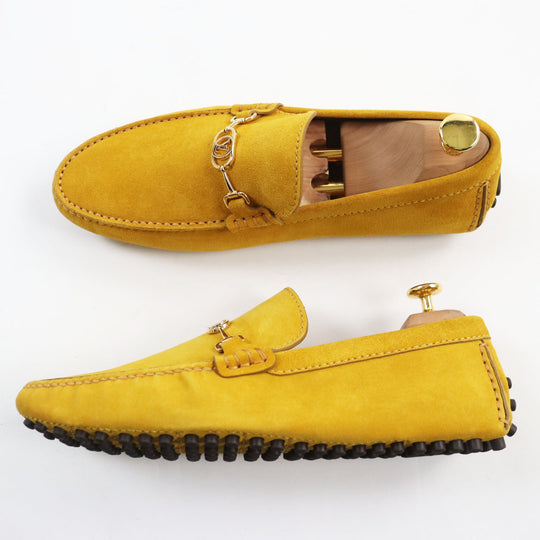 LOUIS VUITTON loafers Main: Suede yellow Driving shoes Porto Vecchio Line mens 6 Used Authentic