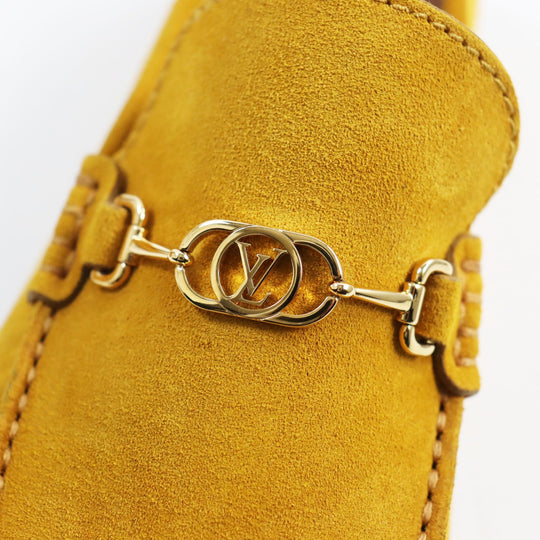 LOUIS VUITTON loafers Main: Suede yellow Driving shoes Porto Vecchio Line mens 6 Used Authentic