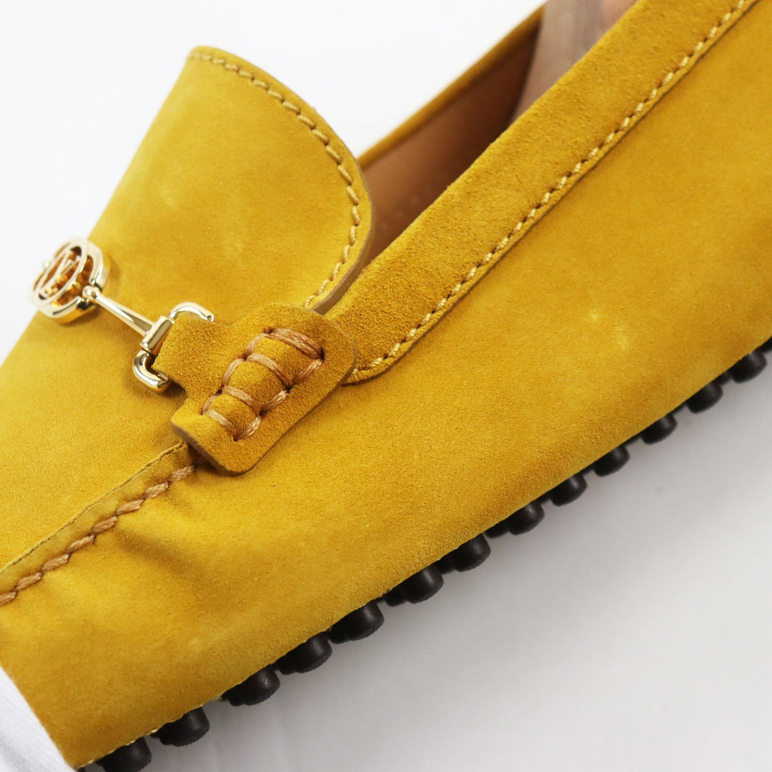 LOUIS VUITTON loafers Main: Suede yellow Driving shoes Porto Vecchio Line mens 6 Used Authentic