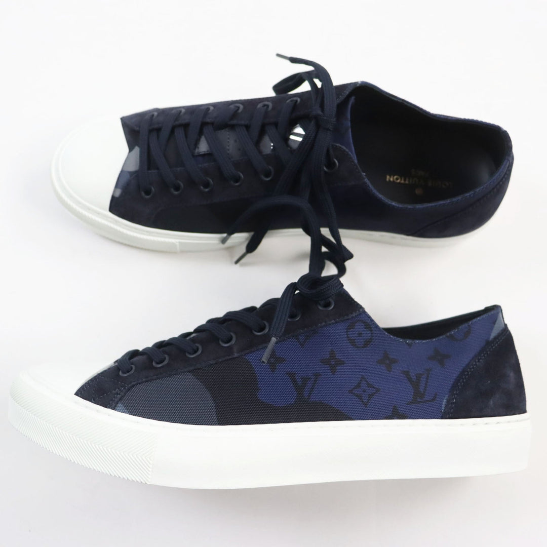 LOUIS VUITTON Low cut sneakers Part: suede Navy Tattoo line mens 8 Used Authentic
