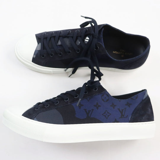 LOUIS VUITTON Low cut sneakers Part: suede Navy Tattoo line mens 8 Used Authentic