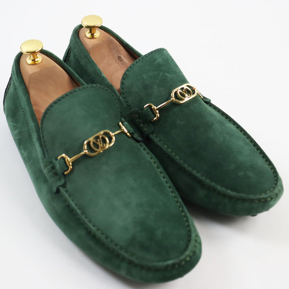 LOUIS VUITTON loafers Main: Suede green Driving shoes Bolt Vecchio Line mens 7 1/2 Used Authentic