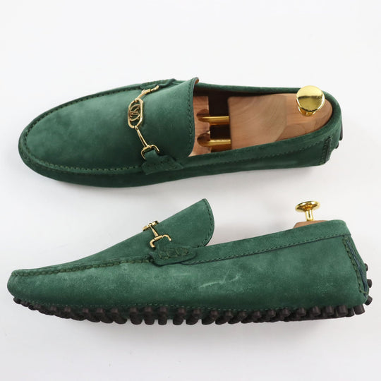 LOUIS VUITTON loafers Main: Suede green Driving shoes Bolt Vecchio Line mens 7 1/2 Used Authentic