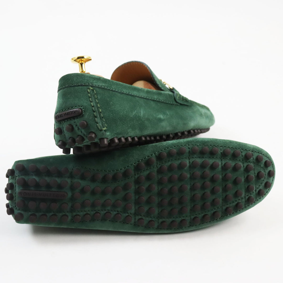 LOUIS VUITTON loafers Main: Suede green Driving shoes Bolt Vecchio Line mens 7 1/2 Used Authentic