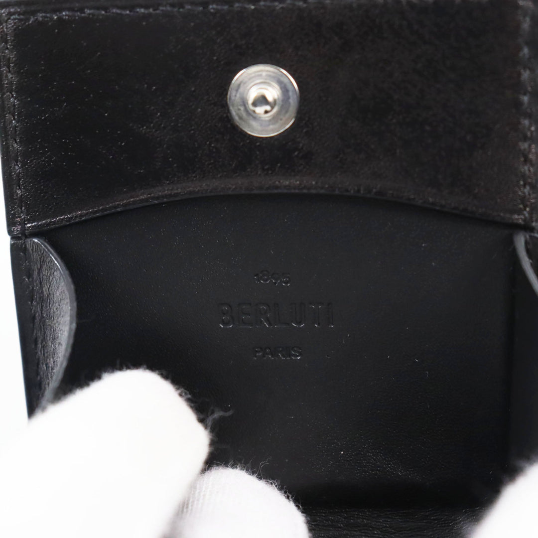 Berluti Coin case Main: Leather Dark gray Origin Scritto Leather Coin Purse mens Used Authentic