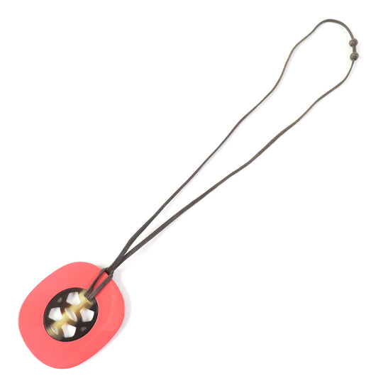 HERMES Necklace Main: Buffalo Fawn Pink Brown type Lift GM Necklace Women Used Authentic