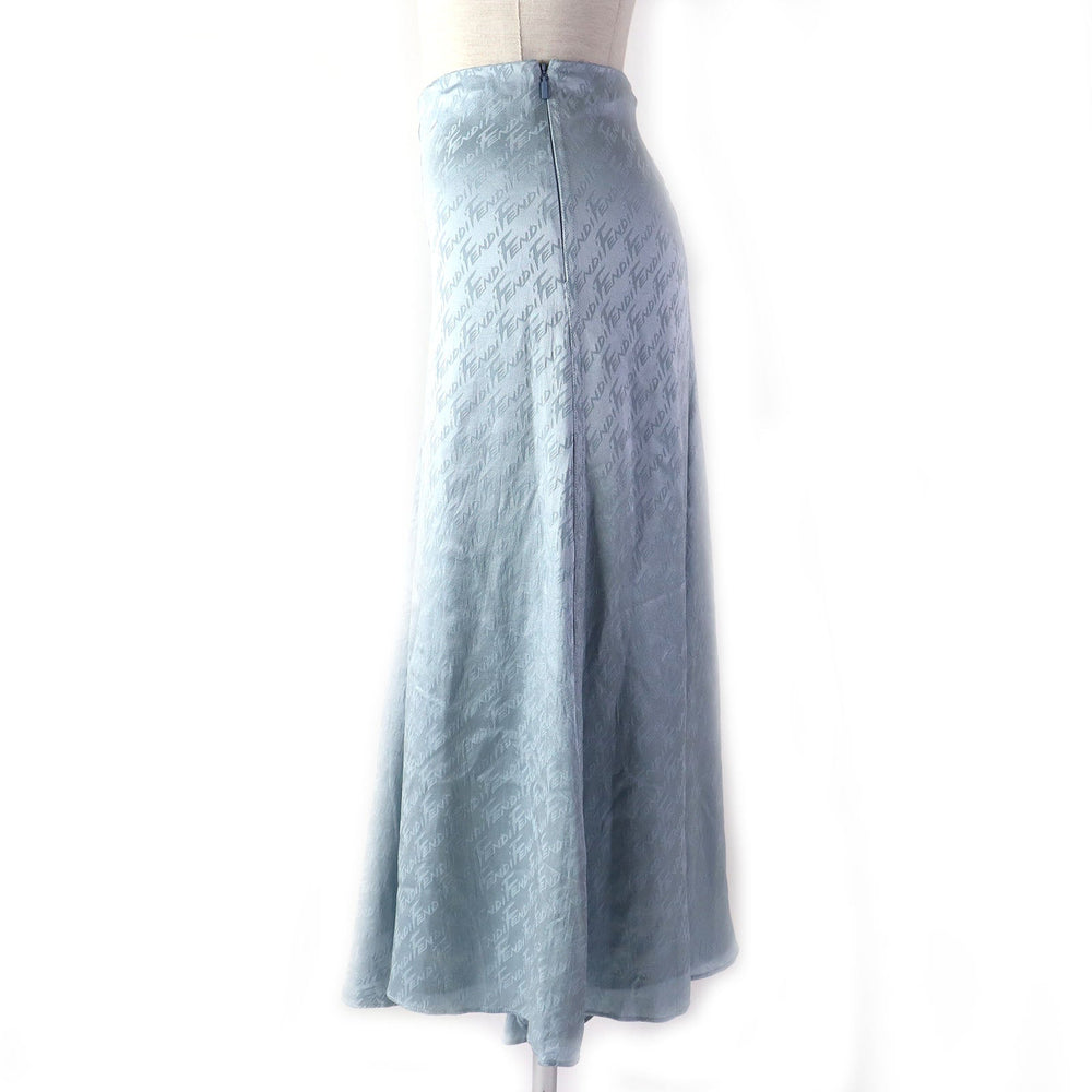 FENDI Long skirt FQ7226 Outer: 100% silk, Lining: 100% silk Light blue Women 36 Used Authentic