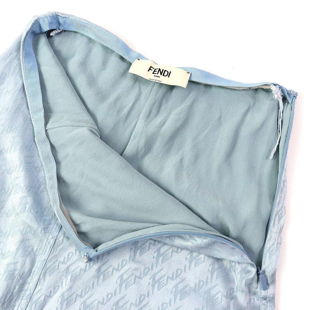 FENDI Long skirt FQ7226 Outer: 100% silk, Lining: 100% silk Light blue Women 36 Used Authentic