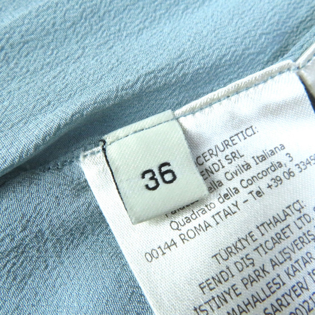 FENDI Long skirt FQ7226 Outer: 100% silk, Lining: 100% silk Light blue Women 36 Used Authentic