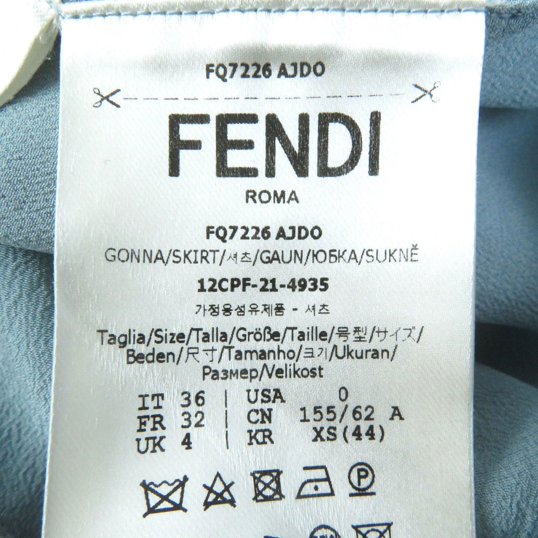 FENDI Long skirt FQ7226 Outer: 100% silk, Lining: 100% silk Light blue Women 36 Used Authentic