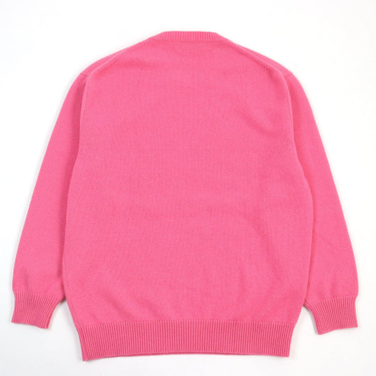 HERMES knit Main: 100% cashmere, leather part: lamb leather Pink type Herbarium Pattern Herbier et ruban cuir mens M Used Authentic