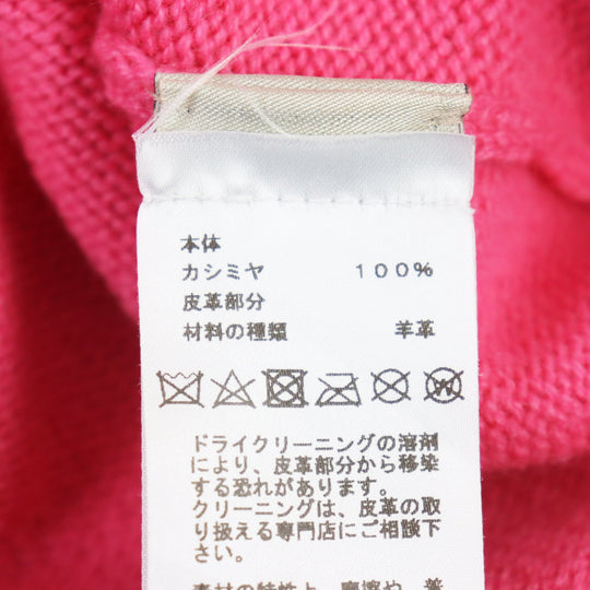 HERMES knit Main: 100% cashmere, leather part: lamb leather Pink type Herbarium Pattern Herbier et ruban cuir mens M Used Authentic