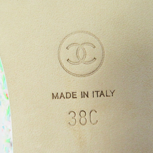 CHANEL Ballet shoes 24C G02819 Cotton Tweed Patent Calfskin White mulch Ballet flats Women 38 Used Authentic