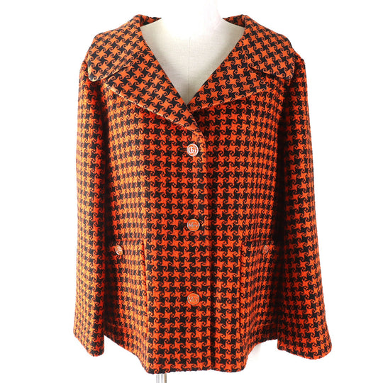GUCCI coat Outer: 90% wool, Outer: 10% nylon, Lining: 100% silk Orange black 674323 Women 42 Used Authentic