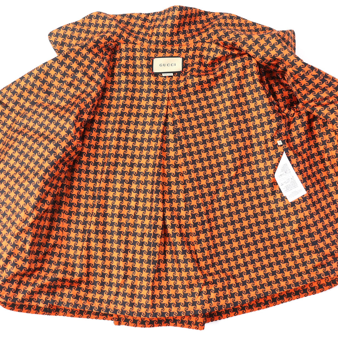 GUCCI coat Outer: 90% wool, Outer: 10% nylon, Lining: 100% silk Orange black 674323 Women 42 Used Authentic