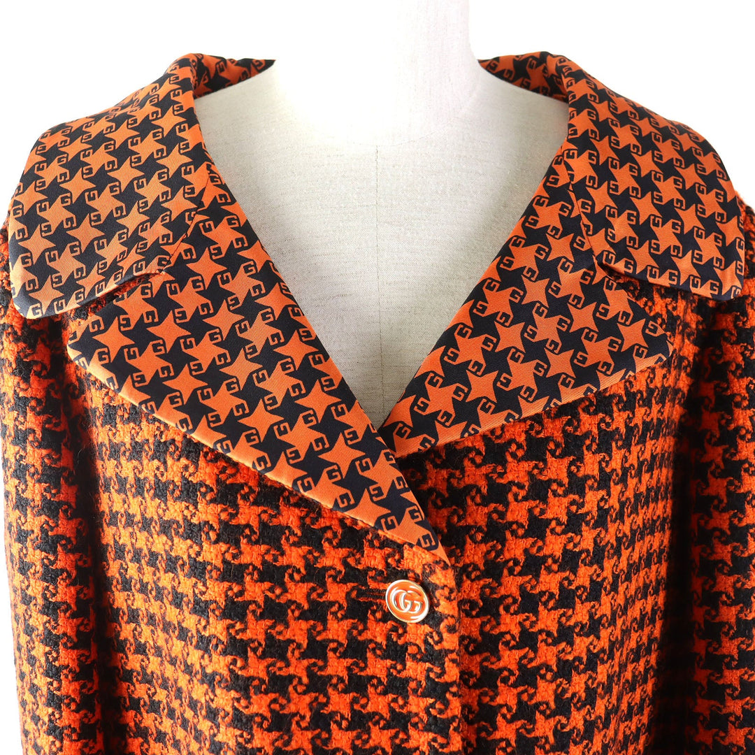 GUCCI coat Outer: 90% wool, Outer: 10% nylon, Lining: 100% silk Orange black 674323 Women 42 Used Authentic