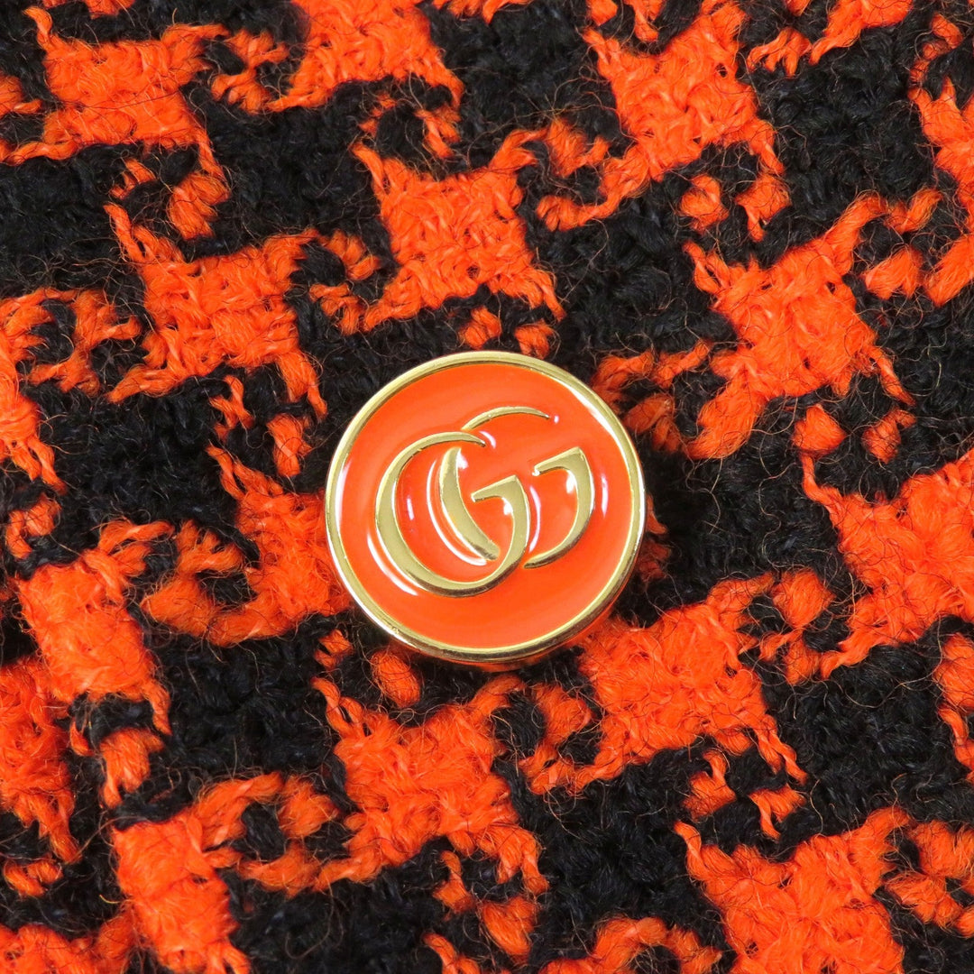 GUCCI coat Outer: 90% wool, Outer: 10% nylon, Lining: 100% silk Orange black 674323 Women 42 Used Authentic