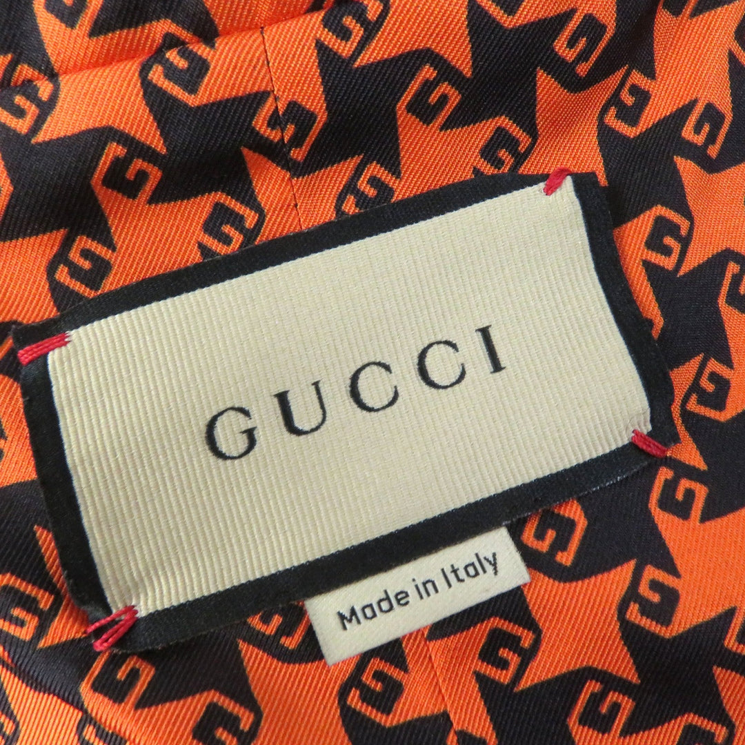 GUCCI coat Outer: 90% wool, Outer: 10% nylon, Lining: 100% silk Orange black 674323 Women 42 Used Authentic