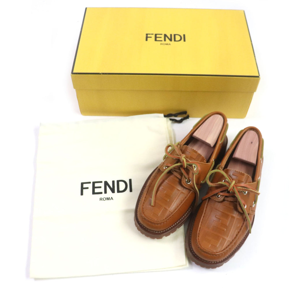 FENDI Deck shoes 7D1407 Main: Leather Brown mens 5 Used Authentic