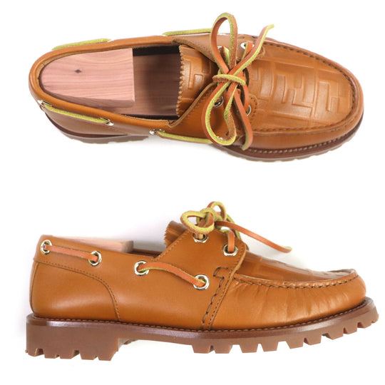 FENDI Deck shoes 7D1407 Main: Leather Brown mens 5 Used Authentic
