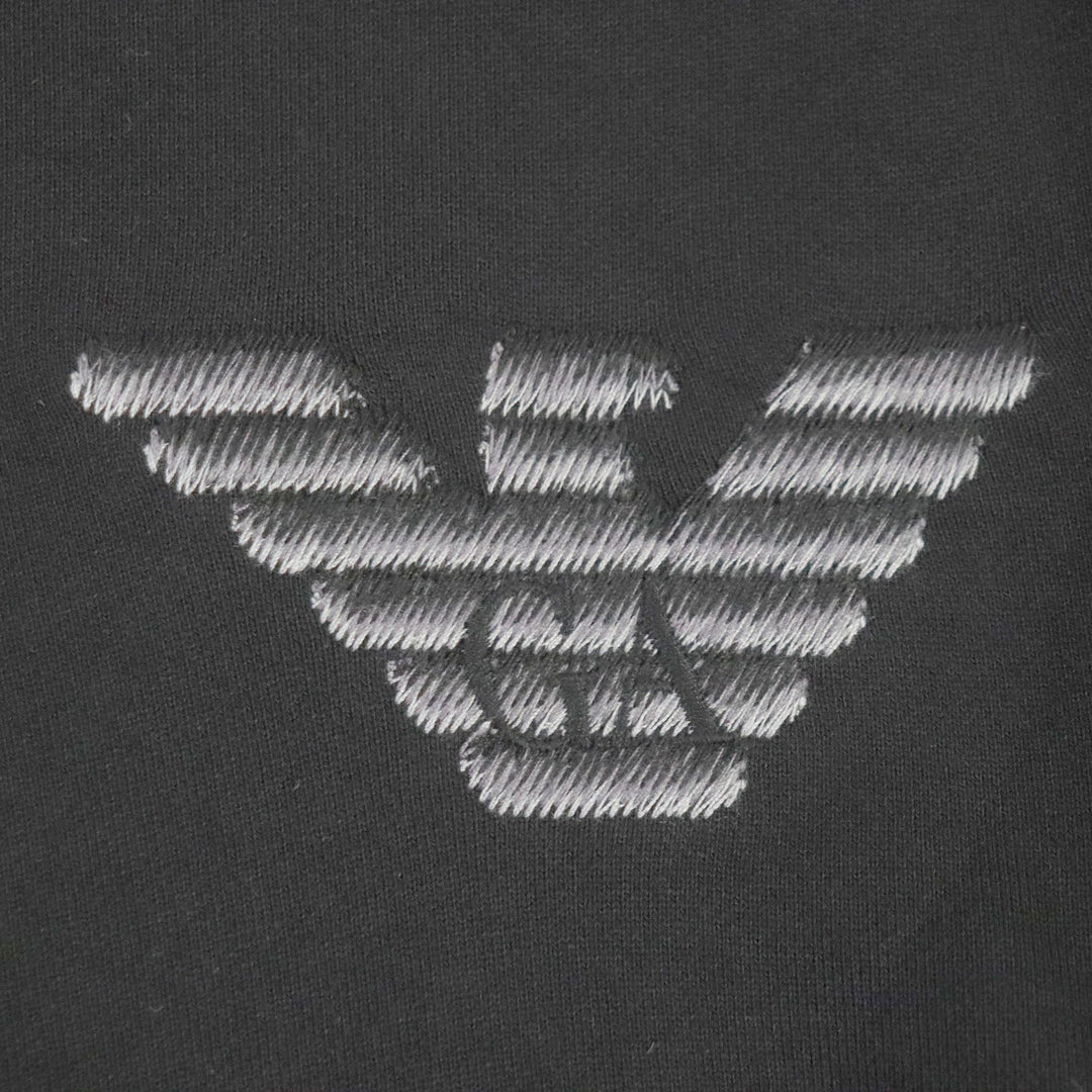 EMPORIO ARMANI sweat Outer: 68% Modal, Outer: 32% Cotton, Lining: 98% Modal, Lining: 2% Elastane black mens S Used Authentic