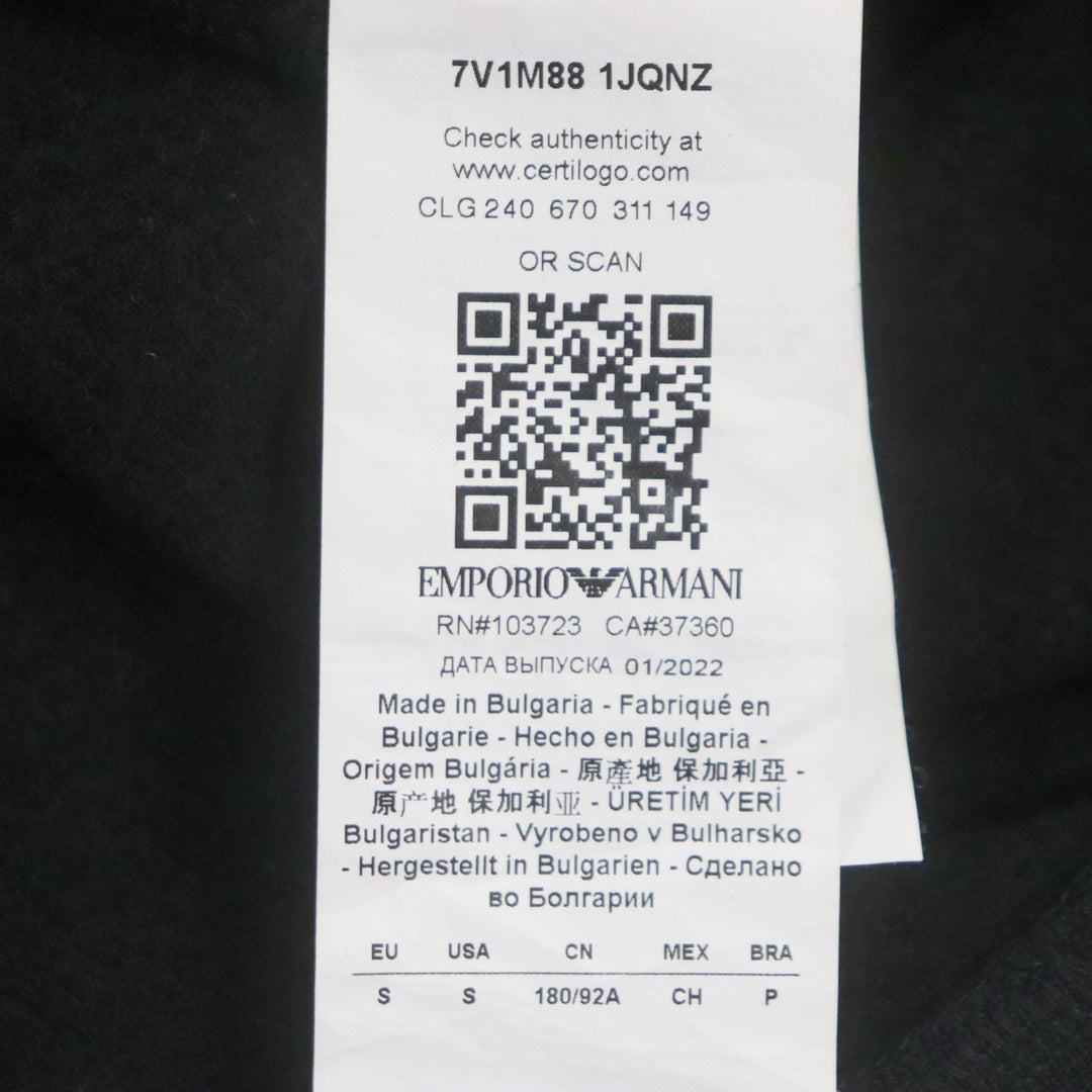 EMPORIO ARMANI sweat Outer: 68% Modal, Outer: 32% Cotton, Lining: 98% Modal, Lining: 2% Elastane black mens S Used Authentic