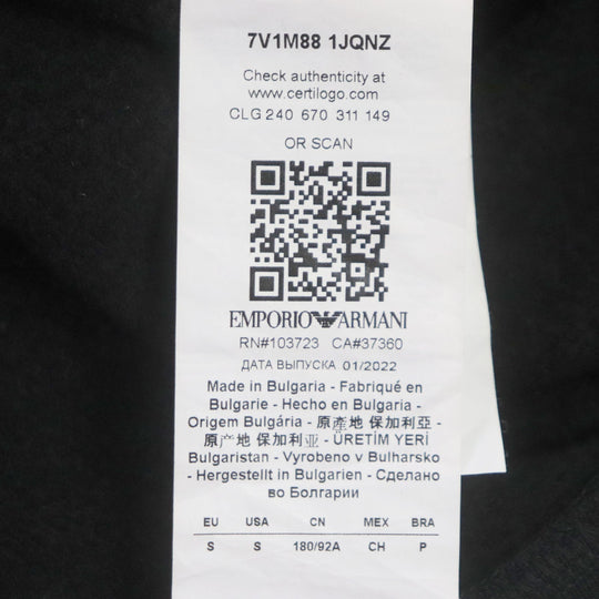 EMPORIO ARMANI sweat Outer: 68% Modal, Outer: 32% Cotton, Lining: 98% Modal, Lining: 2% Elastane black mens S Used Authentic
