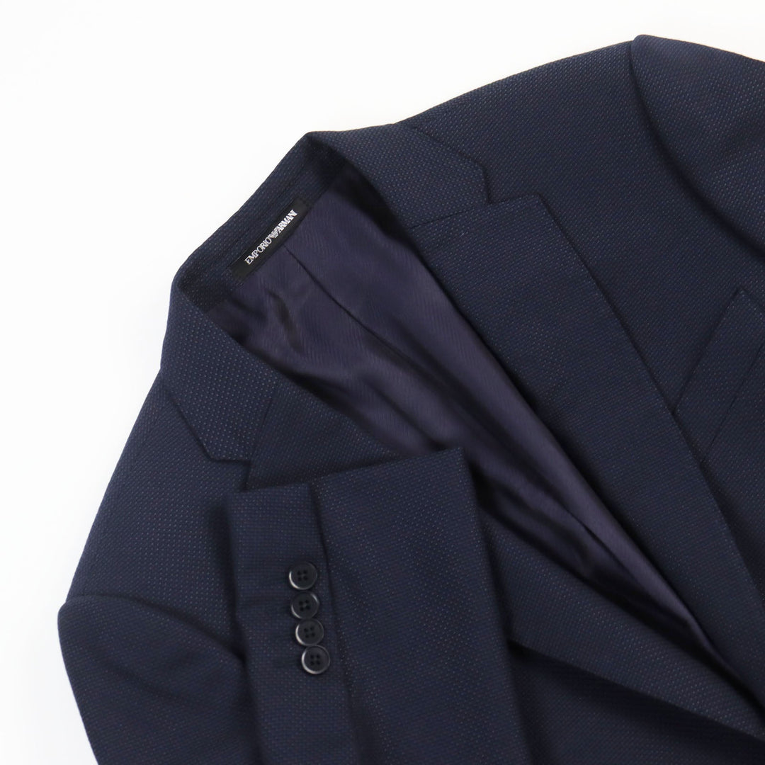 EMPORIO ARMANI tailored jacket Outer: 87% wool, Outer: 13% silk, Lining: 55% viscose (rayon), Lining: 45% acetate, Sleeve lining: 100% viscose (rayon) Navy M LINE mens 44 Used Authentic
