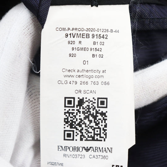EMPORIO ARMANI tailored jacket Outer: 87% wool, Outer: 13% silk, Lining: 55% viscose (rayon), Lining: 45% acetate, Sleeve lining: 100% viscose (rayon) Navy M LINE mens 44 Used Authentic