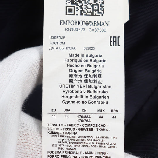 EMPORIO ARMANI tailored jacket Outer: 87% wool, Outer: 13% silk, Lining: 55% viscose (rayon), Lining: 45% acetate, Sleeve lining: 100% viscose (rayon) Navy M LINE mens 44 Used Authentic