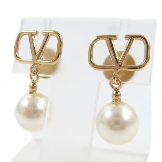 Valentino Garavani Pierce J0E36 UXM Pearl Beads, Metal gold Women Used Authentic