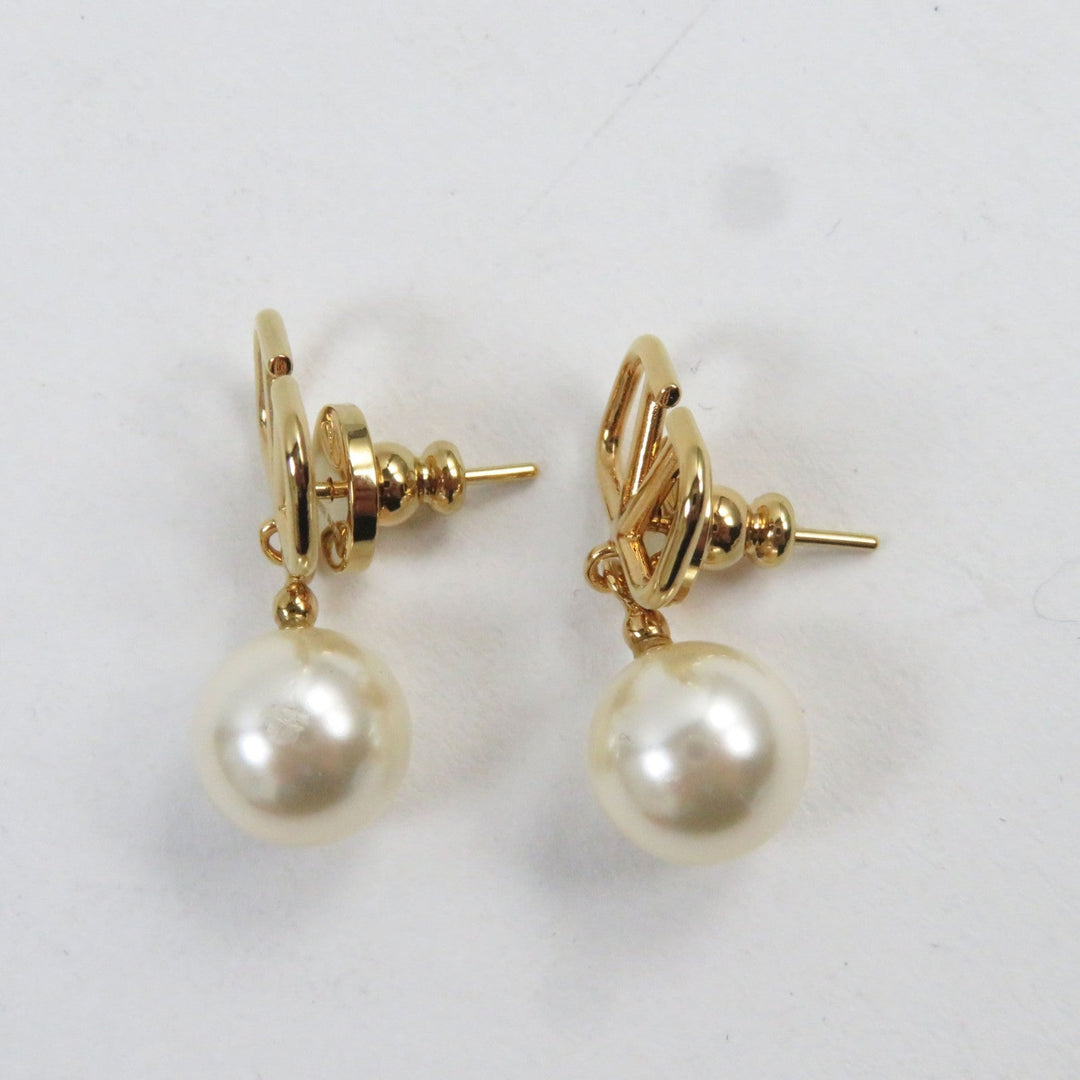 Valentino Garavani Pierce J0E36 UXM Pearl Beads, Metal gold Women Used Authentic