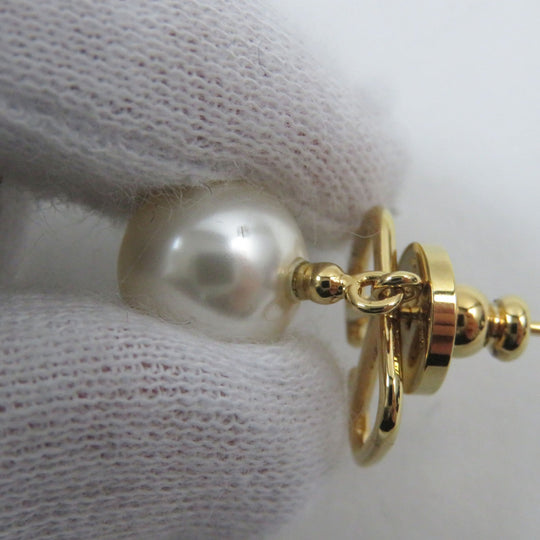 Valentino Garavani Pierce J0E36 UXM Pearl Beads, Metal gold Women Used Authentic