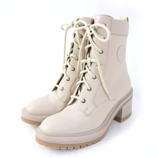 HERMES Ankle boots Main: Leather pink beige Women 37 Used Authentic
