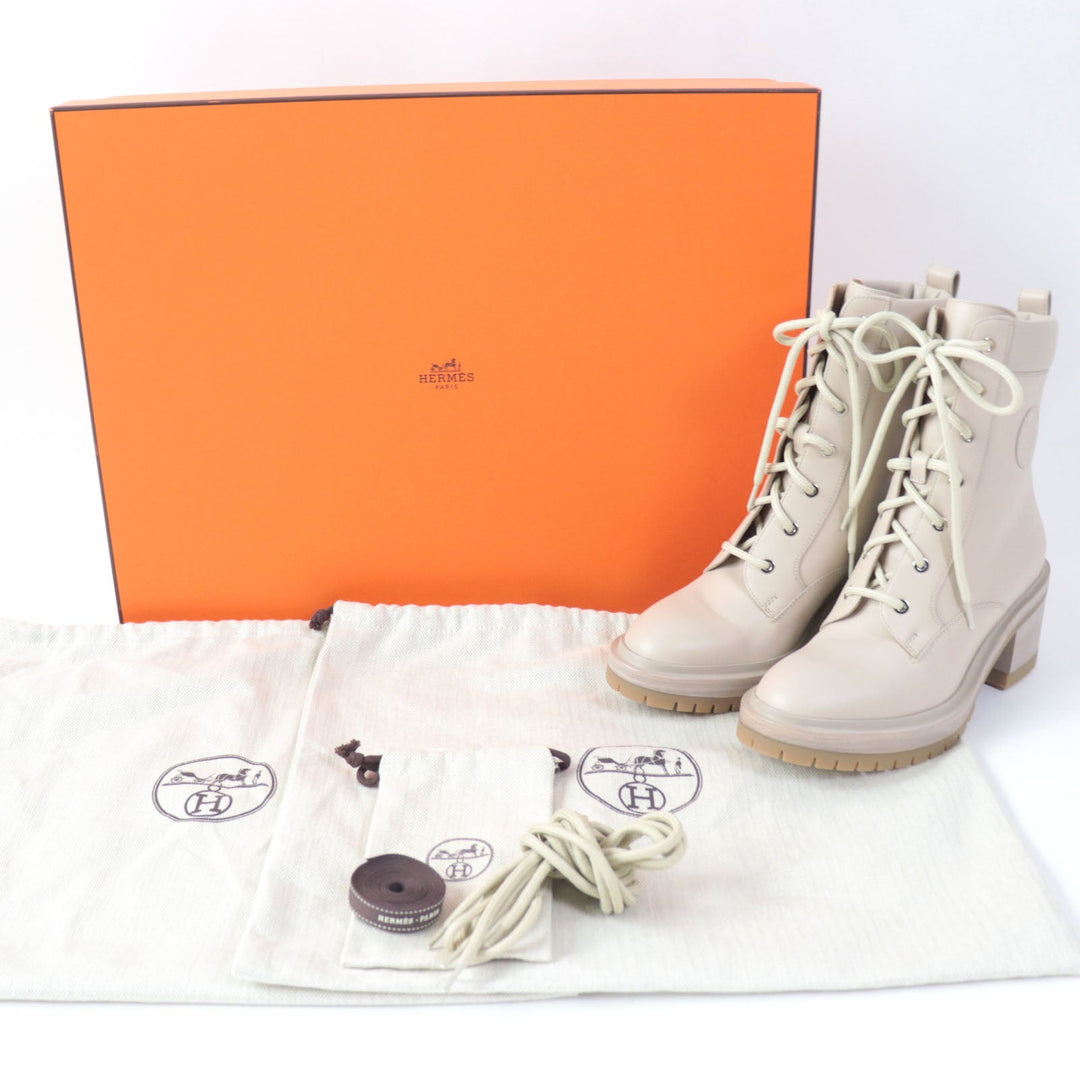 HERMES Ankle boots Main: Leather pink beige Women 37 Used Authentic