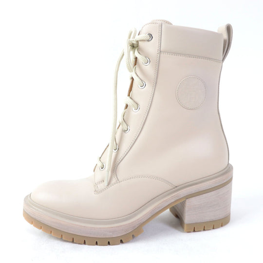 HERMES Ankle boots Main: Leather pink beige Women 37 Used Authentic