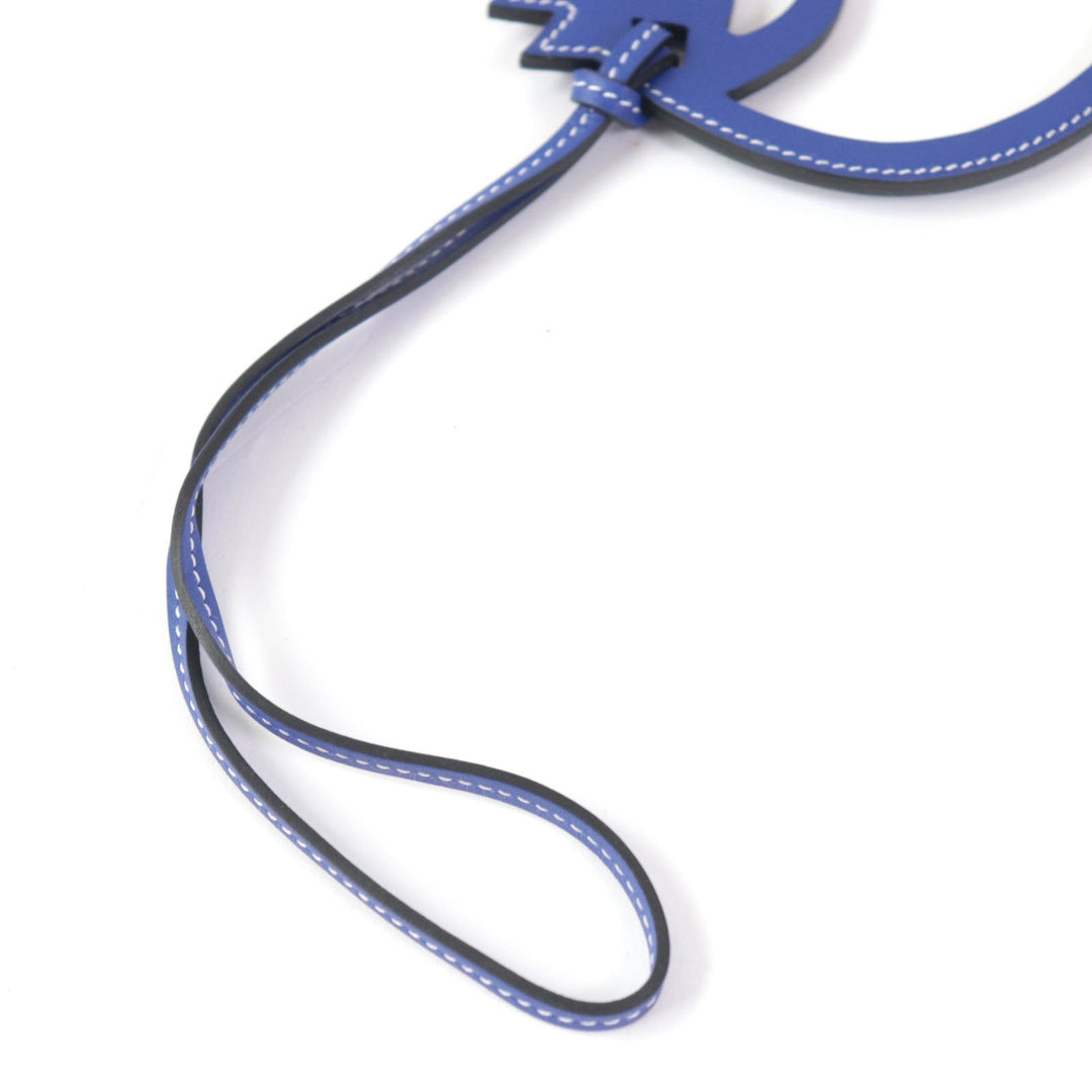 HERMES Bag charm Swift leather Blue Electric Paddock Cheval Horse Women Used Authentic