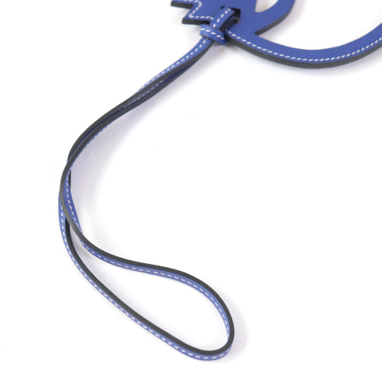 HERMES Bag charm Swift leather Blue Electric Paddock Cheval Horse Women Used Authentic