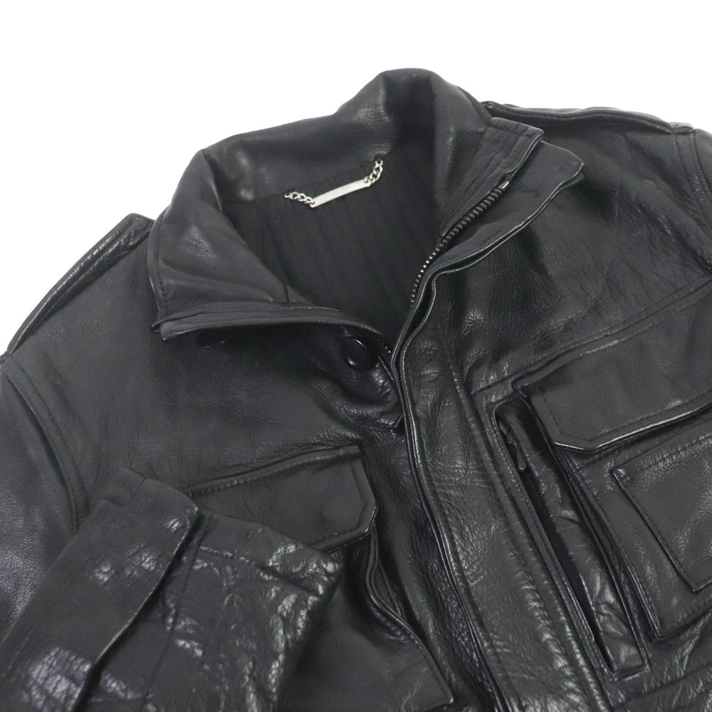 AKM Riders jacket A009-HL01 Leather, Cotton black mens L Used Authentic