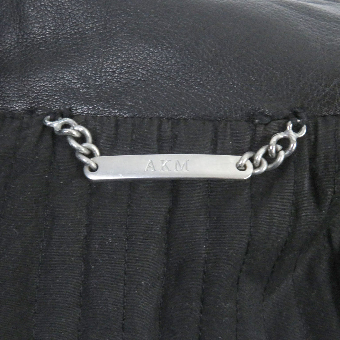 AKM Riders jacket A009-HL01 Leather, Cotton black mens L Used Authentic