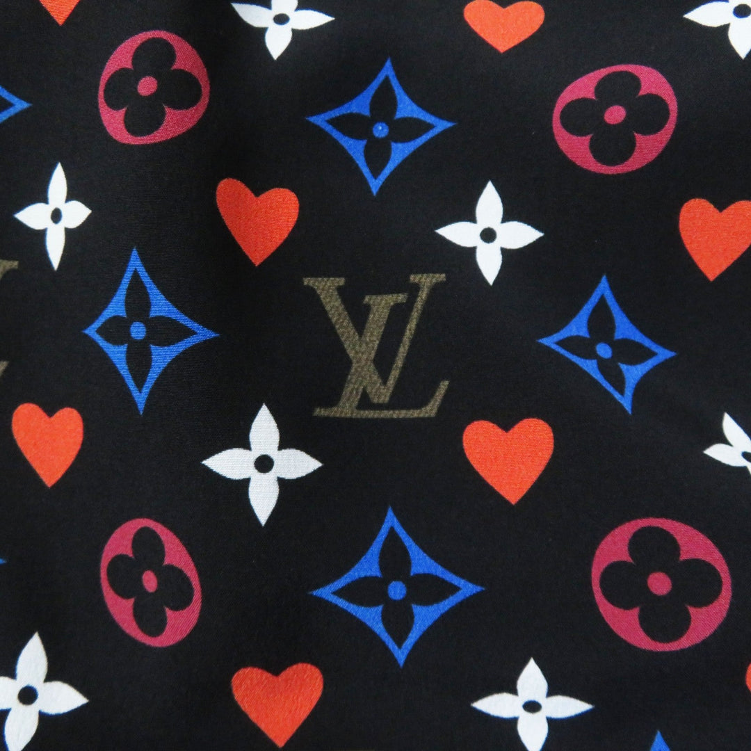 LOUIS VUITTON dress FK‚cR51 Outer material: 100% silk, part: 90% cotton, part: 7% nylon, part: 3% polyurethane black multi Game On Ruffle Scoop Neck Babydoll Dress Women 36 Used Authentic