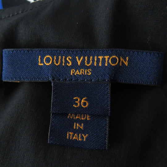 LOUIS VUITTON dress FK‚cR51 Outer material: 100% silk, part: 90% cotton, part: 7% nylon, part: 3% polyurethane black multi Game On Ruffle Scoop Neck Babydoll Dress Women 36 Used Authentic