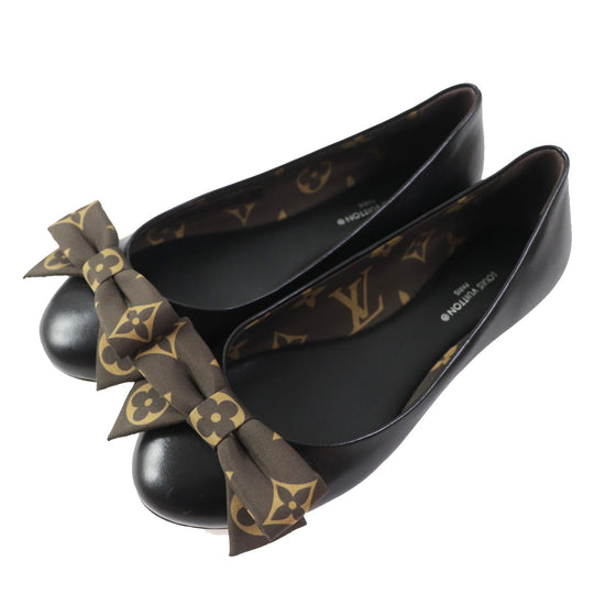 LOUIS VUITTON pumps Main: Leather Black brown Popi Line ballerina Women 34 Used Authentic