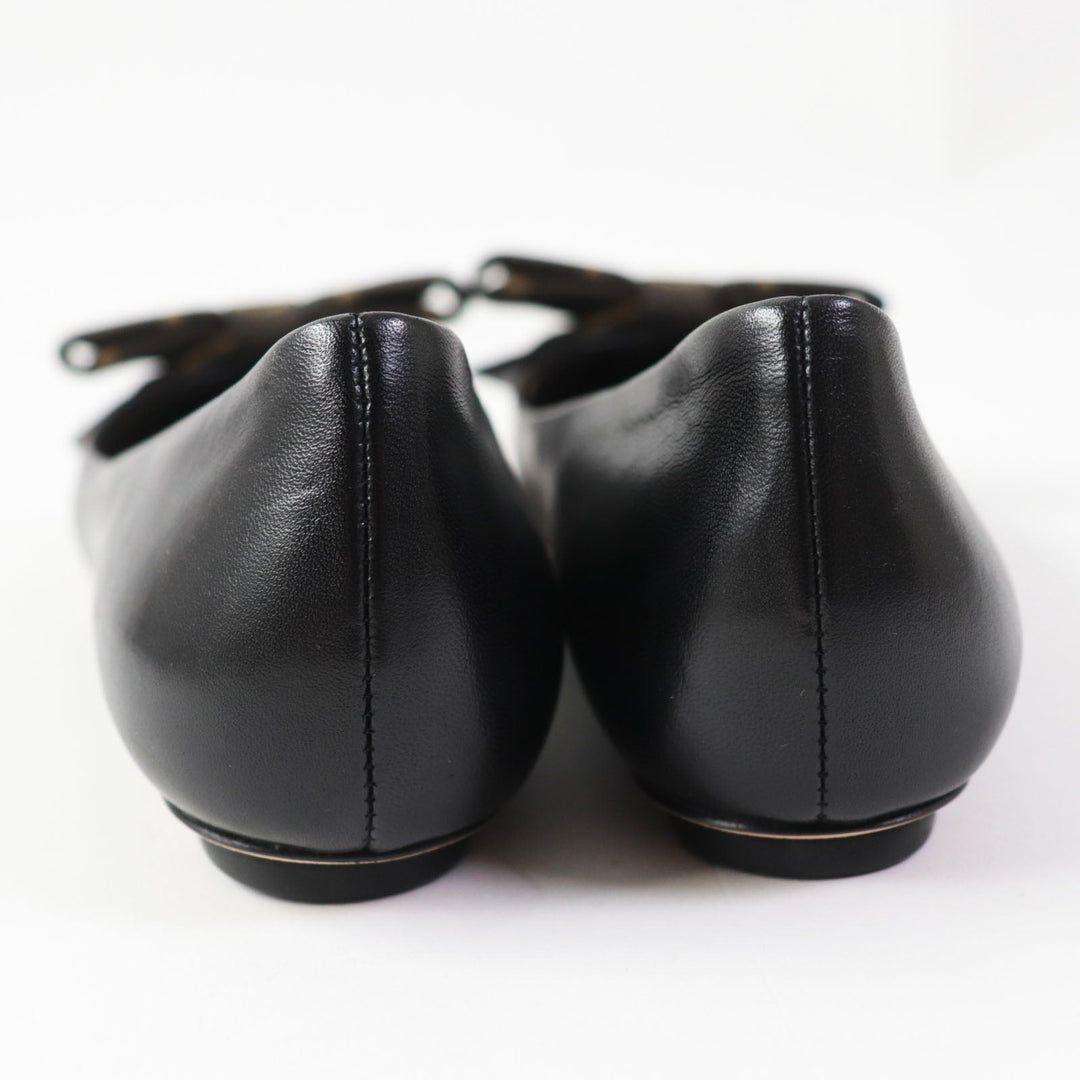 LOUIS VUITTON pumps Main: Leather Black brown Popi Line ballerina Women 34 Used Authentic