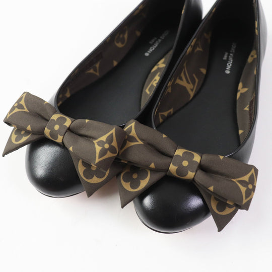 LOUIS VUITTON pumps Main: Leather Black brown Popi Line ballerina Women 34 Used Authentic