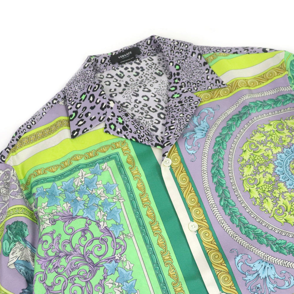 VERSACE Short sleeve shirt A85919 Main: 100% silk Purple type Multicolor mens 40 Used Authentic