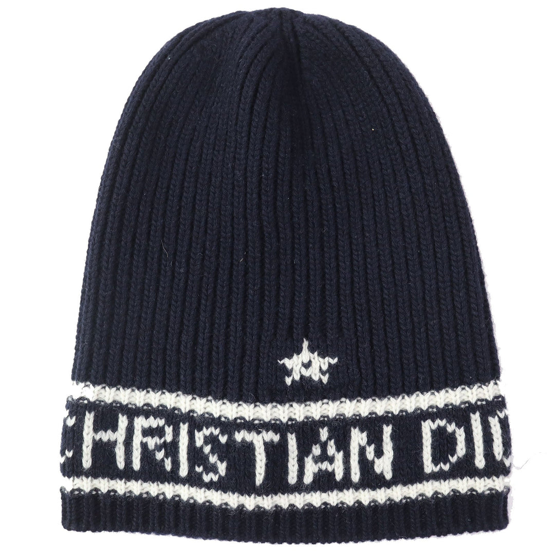 Christian Dior Knit cap 31NOE714IXGH Main: 70% wool, Main: 30% cashmere Navy white Women Used Authentic