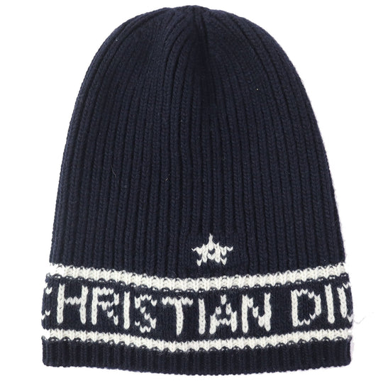 Christian Dior Knit cap 31NOE714IXGH Main: 70% wool, Main: 30% cashmere Navy white Women Used Authentic