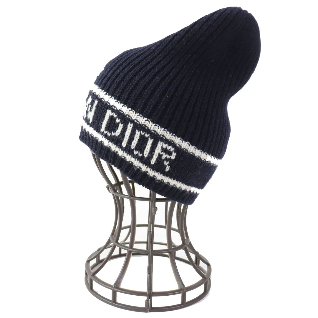 Christian Dior Knit cap 31NOE714IXGH Main: 70% wool, Main: 30% cashmere Navy white Women Used Authentic